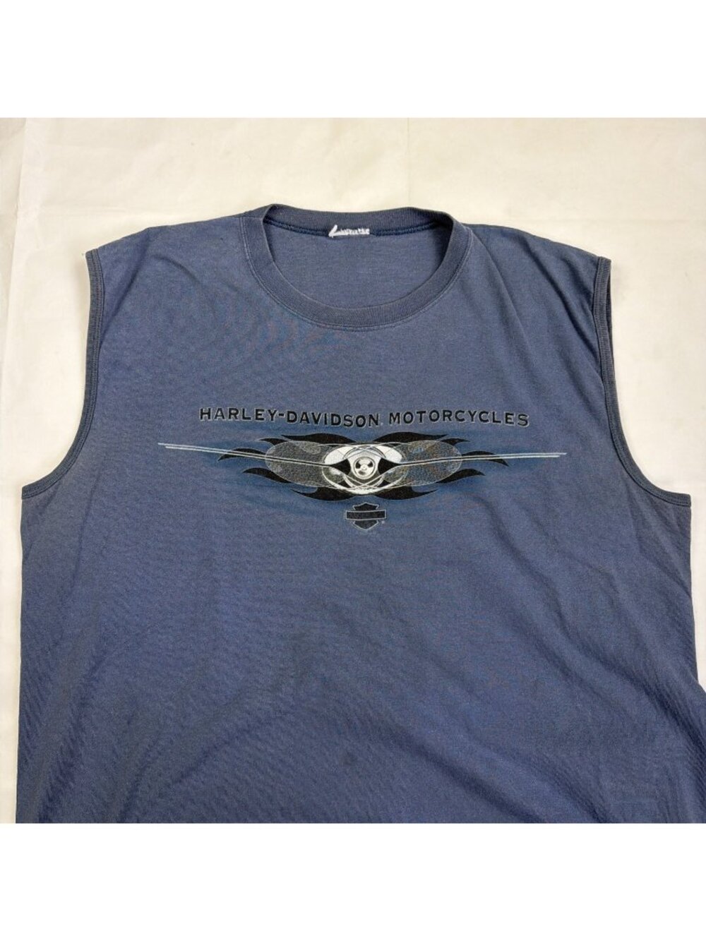 VTG 2002 Peterson's Harley Davidson Miami FL Sleeveless Blue T-shirt XL Womens